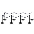 Montour Line Stanchion Post and Rope Kit Black, 8 Flat Top 7 Dark Blue Rope C-Kit-8-BK-FL-7-PVR-DB-PS